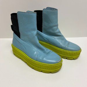 Puma Womens 366266-01 Blue Leather Round Toe Platform Ankle Boot Size 8.5